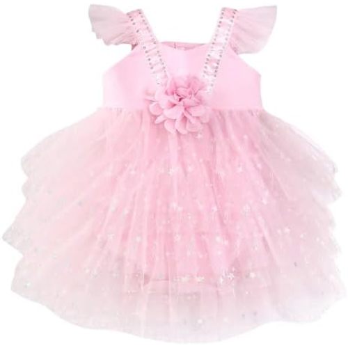 Baby Girl Clothes Newborn Dresses for Baby Girl Pink Tulle Infant Dress Birthday Outfits Romper Summer Outfit