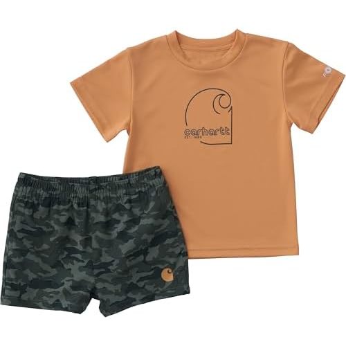 Carhartt baby-boys 2-piece Short Sleeve Sun Defender® Force® Shirt & Woven Short Set