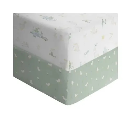 Living Textiles Cot Fitted Sheet 2 Pack Goosey Goosey | Baby Bunting AU