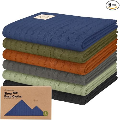 Organic Cotton Burp Cloths Baby Girl, Boy, 6pk Burp Rags (Basic, Stria) | Burping Clothes for Babies, Newborns Spit Up Rags, Super Soft, Absorbent Wash Towels, Gender Neutral, Non-Shrink Machine Wash