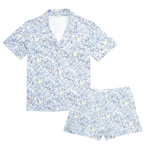 Oysters Women’s Button Front Short Pajama Set | Joy Street | Large