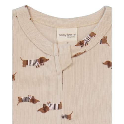 Cream Baby Long Sleeve Organic Cotton Rib Romper | Best&Less™ Online