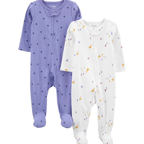 Simple Joys by Carter's Baby Girls' Cotton Footed Sleep and Play, Pack of 2