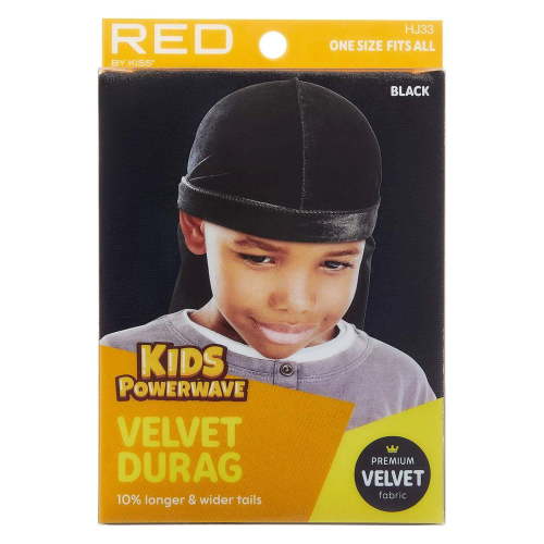 Red by Kiss Kids Powerwave Velvet Durag (HJ33 BLACK)