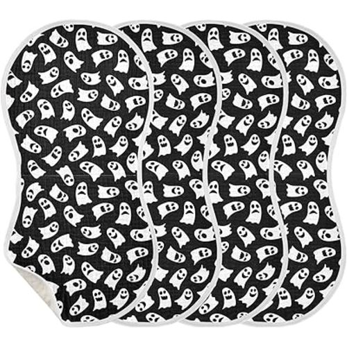 Muslin Baby Burp Cloths, Halloween Ghost Funny Muslin Washcloths Baby Bibs Rags Comfy Soft Absorbent in for Newborn Boys and Girls 4 Piece 22 x 11 Inch
