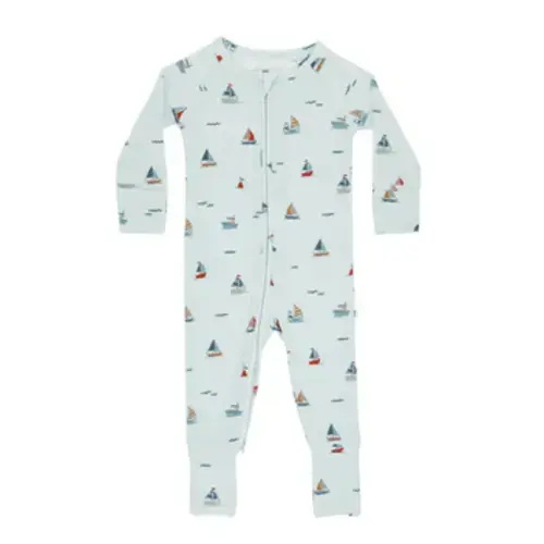Nautical Boats Small Ribbed Zip Romper