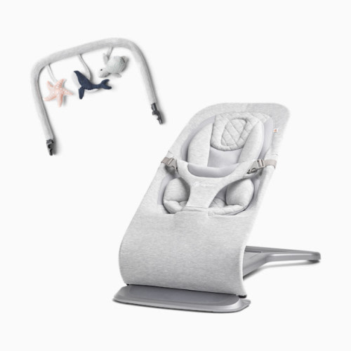 Evolve Bouncer & Toy Bar Bundle - Light Heather Grey