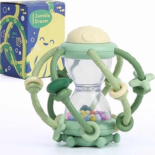 Baby Teething Toy & Rattle by Jumble Dream – BPA-Free Teether Silicone Sensory Toy for Babies – 0–12 Months Infant Toy – Soft, Safe, Travel-Friendly –Baby Essential Gift Jumble Jiggle