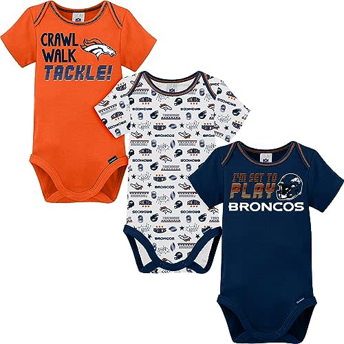 Gerber NFL unisex-baby Nfl Team 3 Pack Short Sleeve Onesie Bodysuit