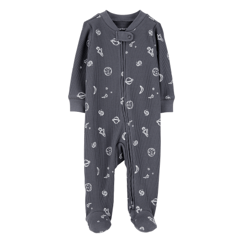 Baby Boy Space Print 2-Way Zip Waffle Knit Sleep & Play Pajamas - Grey - Carter's | Carter's
