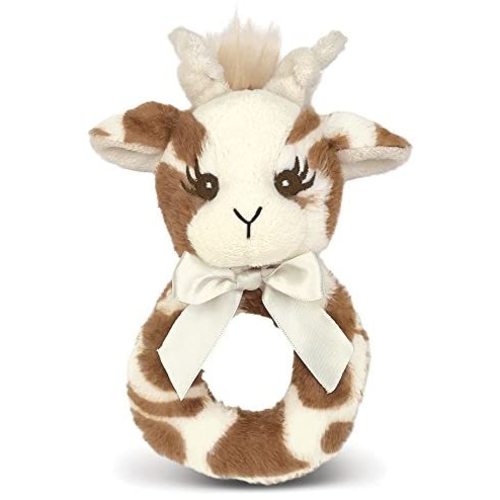 Bearington Baby Lil' Patches Plush Stuffed Animal Giraffe Soft Ring Rattle 5.5"