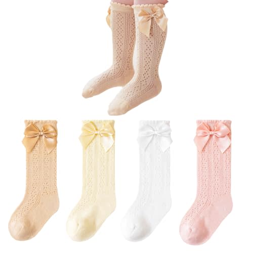 Colorful Childhood Baby Girls Knee High Socks Hollow Out Lace Stockings for 0-3 Years Infants Toddlers Ruffles Socks