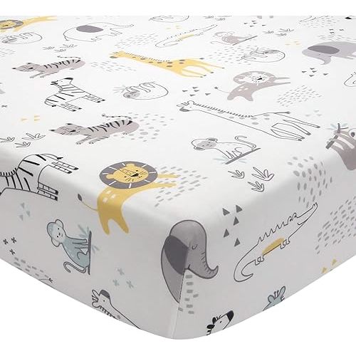 Lambs & Ivy Animal Jungle Soft 100% Cotton Jersey Baby Fitted Crib Sheet