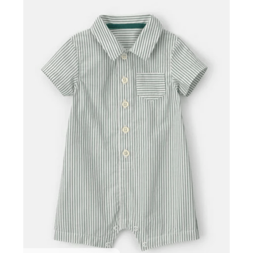 Baby Boy Stripe Short-Sleeve Romper - Green/White | Carter's