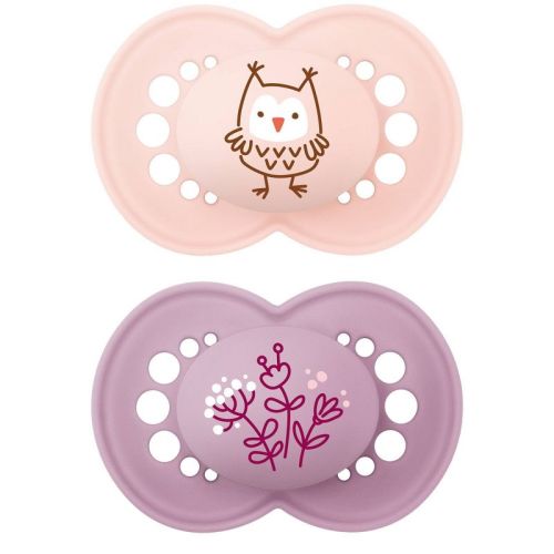 MAM Matte Original Deco Pacifier - 6+ Months - Girl - 2pc: Silicone, BPA-Free, Phthalate-Free