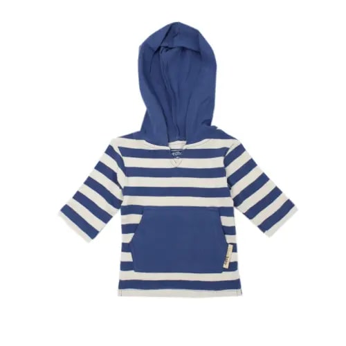 Slate/Beige Stripe | Organic Hoodie 6-9m