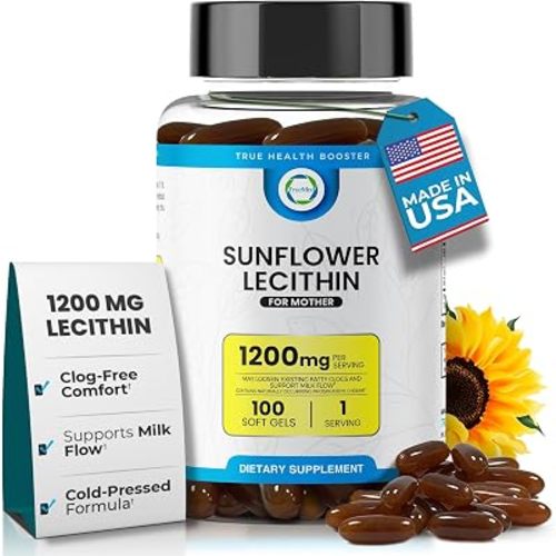 Organic Sunflower Lecithin 1200mg, Breastfeeding Support for Moms 100 Count