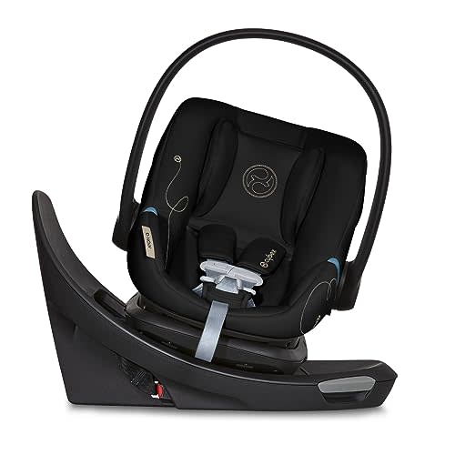 Cybex Aton G Swivel Infant Car Seat with 180-Degree Rotate, Linear Side-Impact Protection, 11-Position Headrest, SensorSafe & Safelock Base, Moon Black