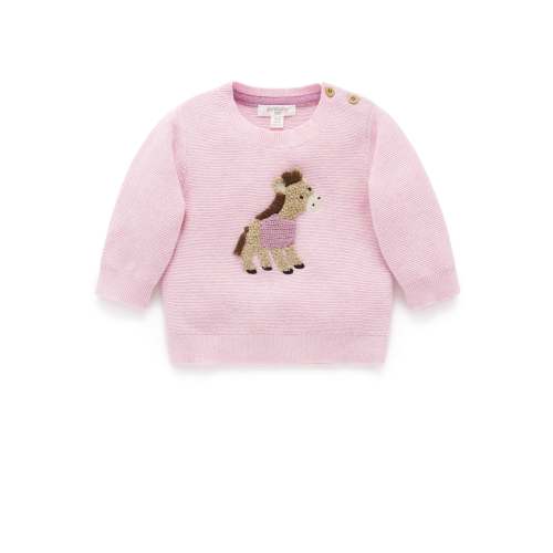 On The Farm Pink Horse Sweater