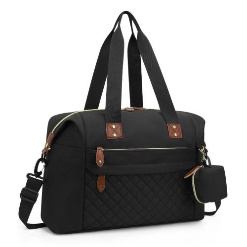 Itopfox Large Waterproof Diaper Bag Tote with Pacifier Case, Shoulder Straps & Stroller Clips for Moms and Dads, Black