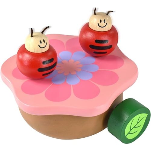 I'm Wooden Music Box Mechanism - Rock n Roll Dancing Bug on Flower Playing Minuet No.3 for Kids (Ladybug)