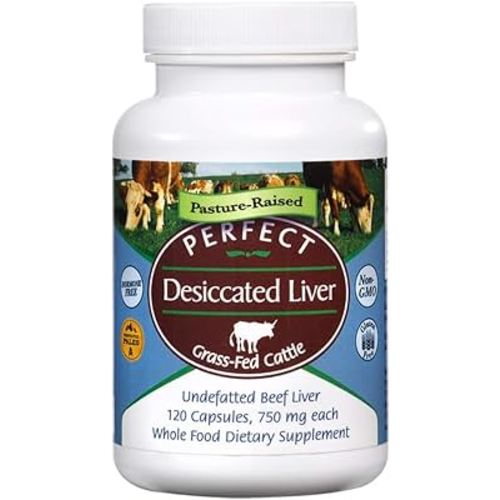 Perfect Supplements – Perfect Desiccated Liver – 120 Capsules – Undefatted Beef Liver – Natural Source of Protein, Iron, Vitamins A & B – 2 Pack