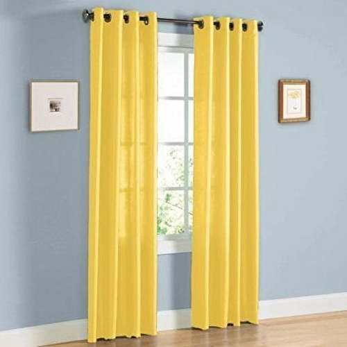 Jenner Solid Faux Silk Grommet Window Curtain Panel - All Sizes NEW ARIVAL SALE (108" Extra Long, Sun Flower Yellow)
