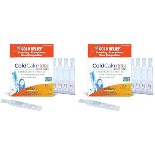 Boiron ColdCalm Kids -Use Drops for Relief from Cold Symptoms of Sneezing, Runny Nose, and Nasal Congestion - Sterile and Non-Drowsy Liquid Doses -, 30 Count (Pack of 2)