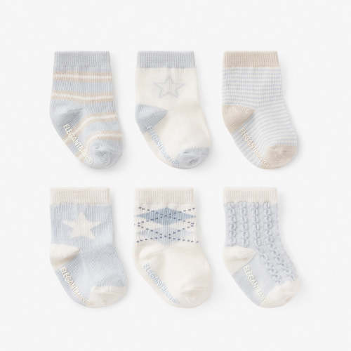 Classic Blue Non Slip Baby Socks 6pk – Elegant Baby