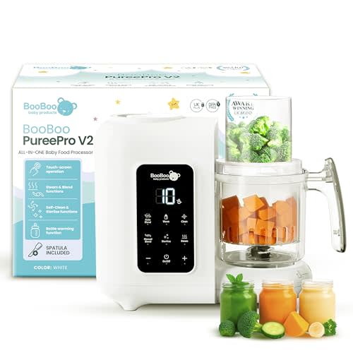 BooBoo Baby PuréePro 5 in 1 Baby Food Maker - Puree Blender Processor | Multifunctional Baby Food Processor with Steamer, Bottle Warmer, Sterilizer, Auto Cooking, Grinding Chopper and Self Cleaning