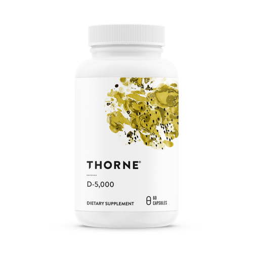 THORNE - Vitamin D-5000 - Vitamin D3 Supplement - Support Healthy Bones, Teeth, Muscles, Cardiovascular, and Immune Function* - NSF Certified for Sport - Dairy-Free, Soy-Free - 60 Capsules