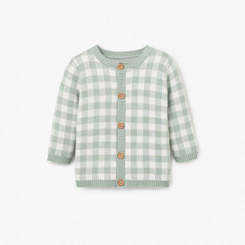 Sage Gingham Cardigan
 – Elegant Baby