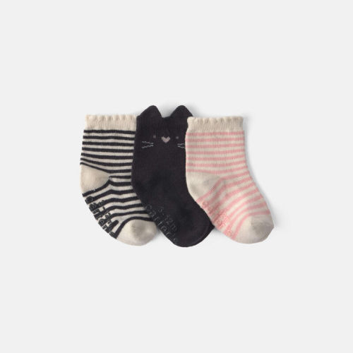 Baby Girl 3-Pack Halloween Cat Booties - Black/Pink | Carter’s Oshkosh Canada