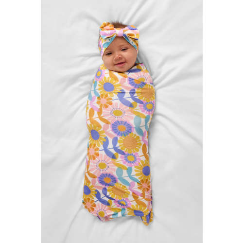 Petal Power Swaddle & Luxe Bow Headband Set | Little Sleepies