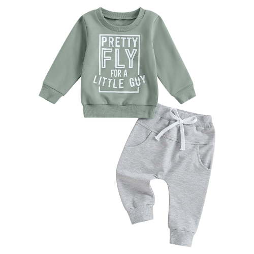 Ramiter Infant Boy Clothes Kids Boy Clothes Little Boy Outfits Long Sleeve Pants Headband Clothes Outfits Fall Winter Outfits(Light Green,0-6 Months)