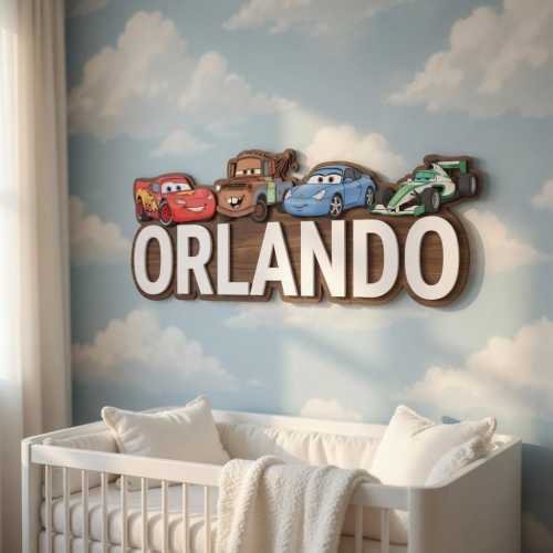 Personalized Cars Pixar Name Sign, Lightning Mcqueen Nursery Name Sign, Disney Cars Kids Room Decor, 3D Wood Wall Art