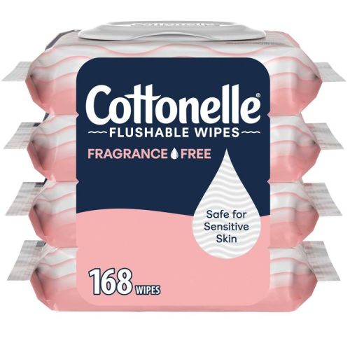 Cottonelle Fragrance Free Flushable Wipes - 4pk/42ct: Personal Wipe for Groin Area, Unscented, 168 Count