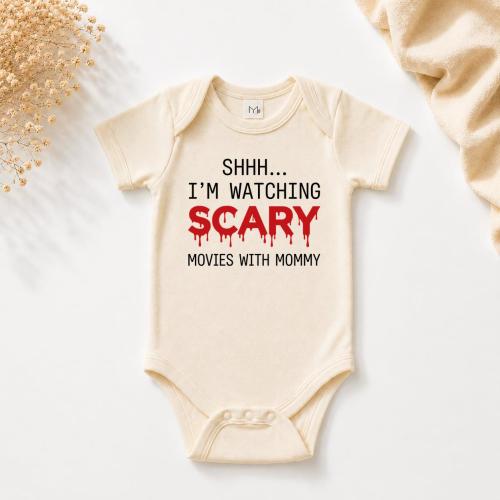 Scary Dripping Blood Bodysuit, Horror Font Graphic Baby Outfit, Spooky Season Toddler Tee, Gothic Horror Movie Aesthetic Kids