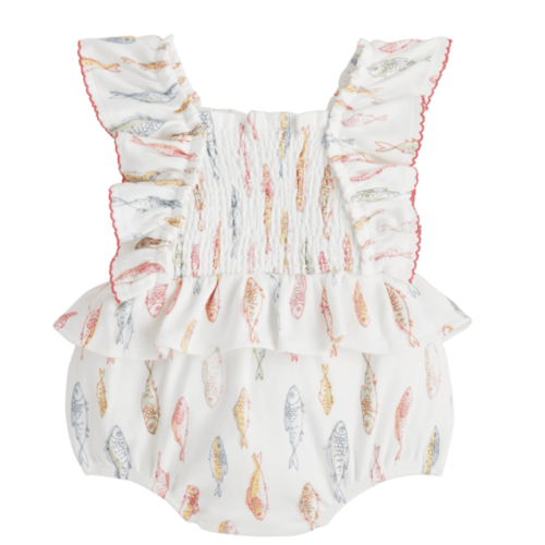 Fish Smocked Baby Bubble