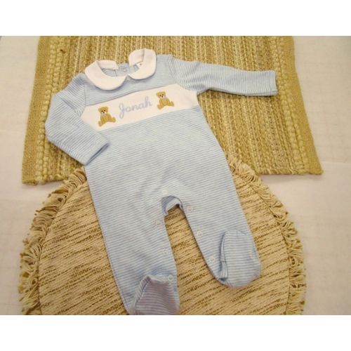 Baby Boy Coming Home Outfit- Monogrammed Baby Boy Footie Romper: Teddy Bear Coming Home Outfit - Etsy