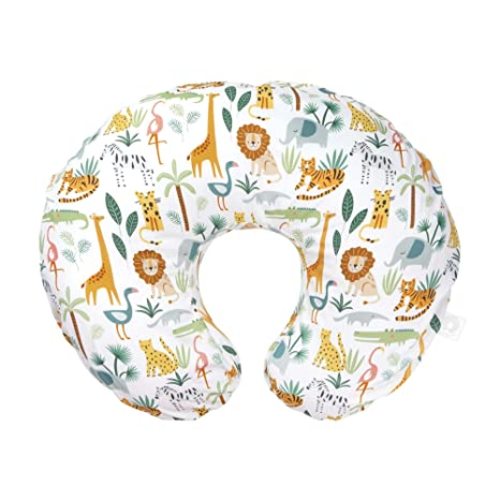 Boppy Original Nursing Pillow, Colorful Wildlife, Ergonomic Nursing Essentials for Bottle and Breastfeeding, Firm Fiber Fill, with Removable Pillow Cover, Machine Washable
