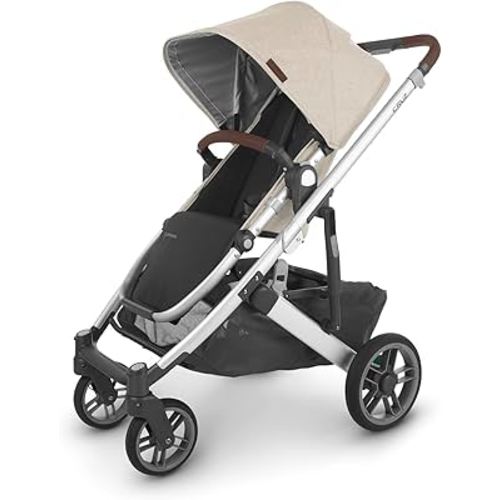 UPPAbaby Cruz V2 Stroller/Full-Featured Stroller with Travel System Capabilities/Toddler Seat, Bumper Bar, Bug Shield, Rain Shield Included/Declan (Oat Mélange/Silver Frame/Chestnut Leather)