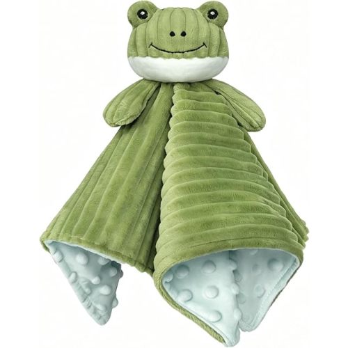 Baby Security Blanket for Boys and Girls Lovey Frog 15 Inch Green