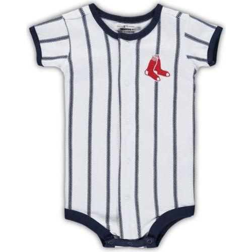 Newborn White/Navy Boston Red Sox Power Hitter Short Sleeve Bodysuit, 6-9 M