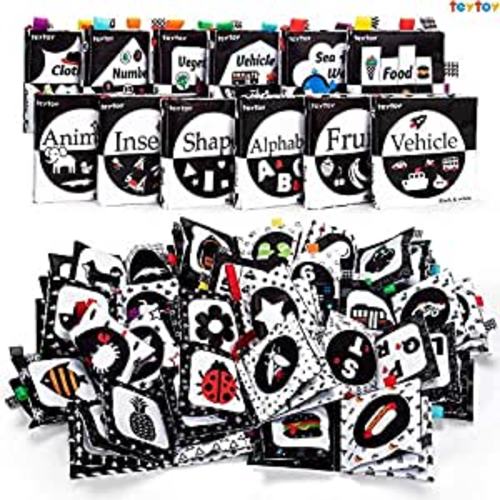 Amazon.com : teytoy 12 Packs Soft Baby Books,Black and White High Contrast Baby Toys Gifts, Crinkle Cloth Books for Newborn Infant Babies 0 3 6 9 12 Months, Early Education Learning Bath Book Sensory Toy : Toys & Games