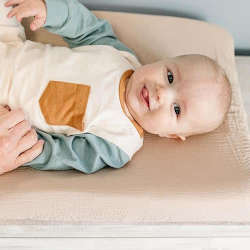 Konssy 100% Cotton Muslin Changing Pad Cover 2 Pack, 32"x16" Standard Fit