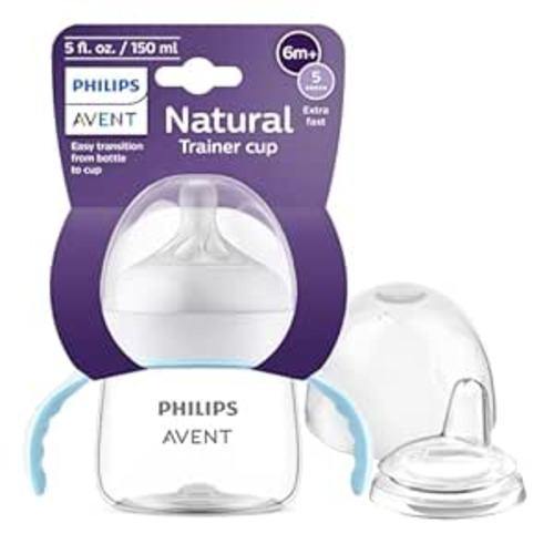 Philips Avent Natural Trainer Cup with Extra Fast Flow Natural Response Nipple (Flow 5) and Soft Spout, 5oz, SCF263/01