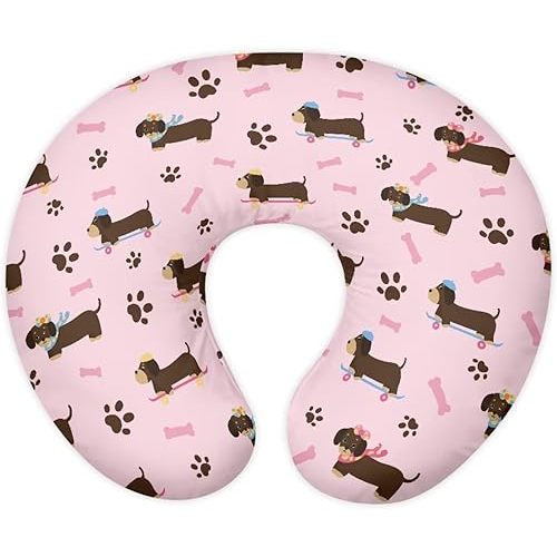 Jeiento Cartoon Nursing Pillow Cover Dachshund Dog Nursing Covers Soft and Stretchy for Breastfeeding Pillows for Newborn Boys and Girls