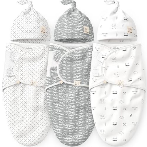 3pk Organic Swaddles for Newborns Girls, Boys & Hats (Nordic, 0-3M)