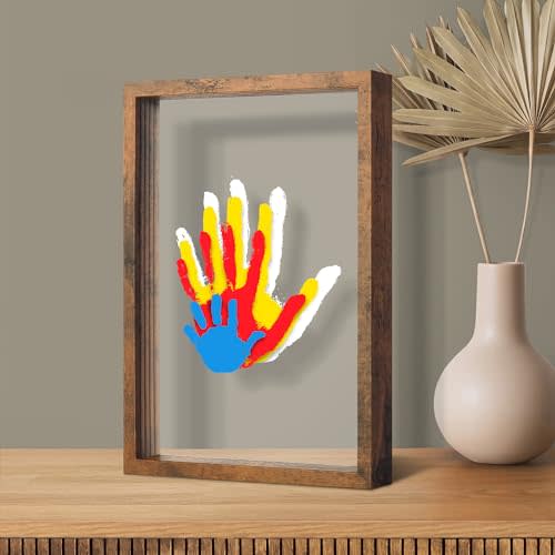 Family Handprint Kit for 4, Hand Print Keepsake Frame DIY Craft Gift | Family Gifts for New Parents/Mom/Baby/Grandparents, Mother's & Father's & Adoption Day, Anniversary, 6 Non -Toxic Paints